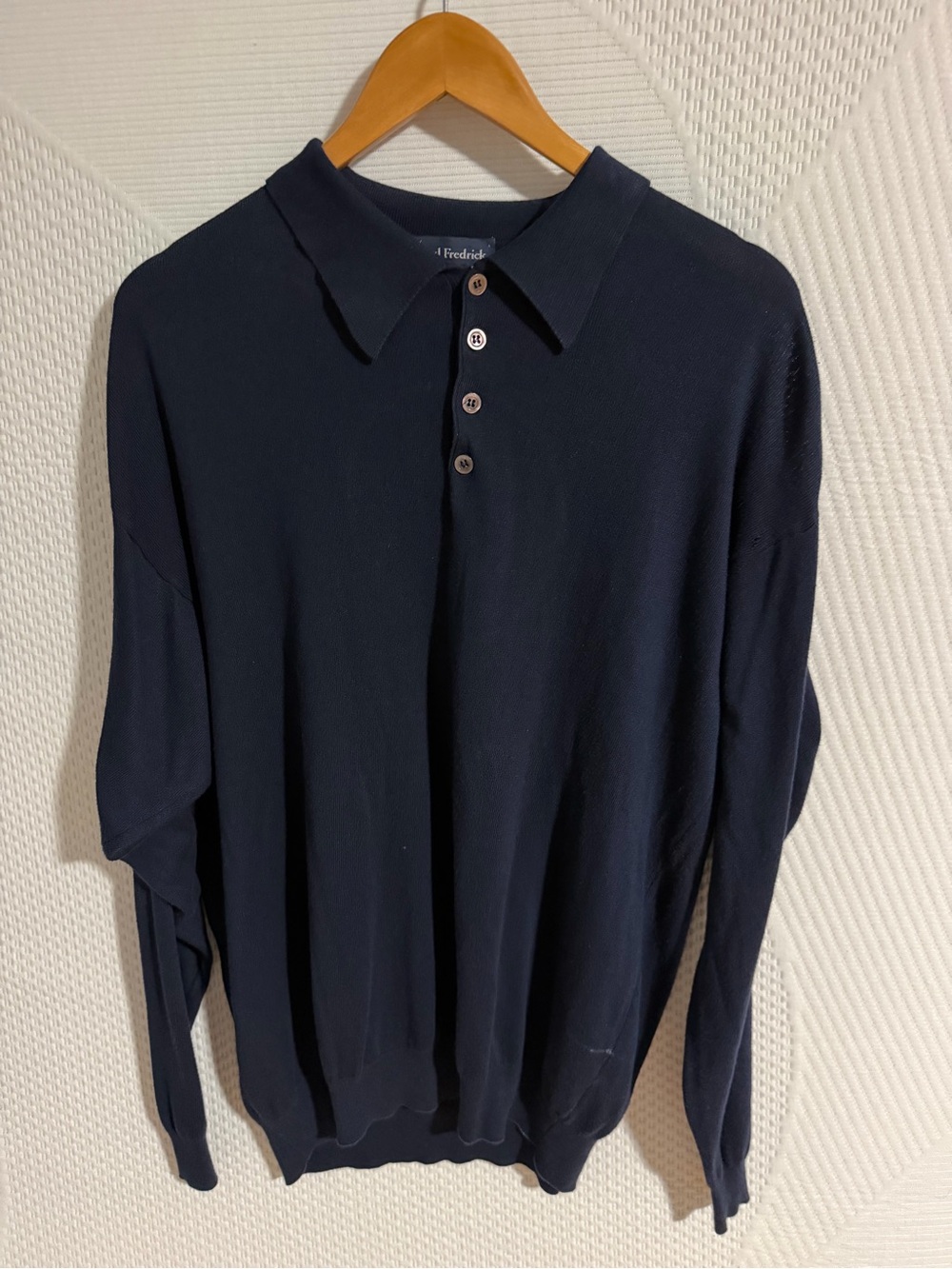Paul Fredrick Men's Dark Navy Long-Sleeve Polo